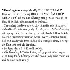 Viên Uống Trào Ngược Dạ Dày Bullrich Salz - Giảm Ợ Hơi, Ợ Chua, Hộp 180 Viên, Xuất Xứ Đức
