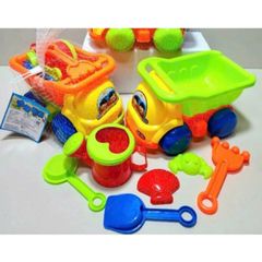 Bộ Đồ Chơi Xúc Cát Biển Cho Bé - Xe Xúc, Xô, Cào, Xẻng & Khuôn Cát Tươi Sáng - Đồ Chơi Ngoài Trời Kích Thích Sáng Tạo cho Trẻ 2 Tuổi
