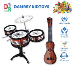 Bộ Đồ Chơi Nhạc Cụ Cho Bé - Trống Jazz và Đàn Guitar Mini Phát Triển Âm Nhạc Sáng Tạo Giáo Dục Từ 3 Tuổi