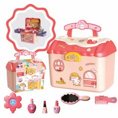 Đồ Chơi Vali Trang Điểm Mini Cho Bé Gái – Bộ Nhập Vai Dễ Thương Với Nhiều Phụ Kiện Trang Điểm Mô Phỏng Hồng Pastel