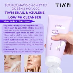 Sữa Rửa Mặt TIAM Dịch Lọc Ốc Sên & Chiết Xuất Hoa Cúc Low pH 200ml - Làm Dịu và Dưỡng Ẩm Da Nhạy Cảm Hàn Quốc