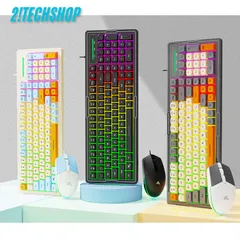 Combo Chuột Bàn Phím Giả Cơ Asestek KM2000 Pro LED RGB - Thiết Bị Gaming Cao Cấp, Chuột Gaming Đổi Màu, Phím Chống Tràn, Đen Sang Trọng