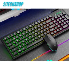 Combo Chuột Bàn Phím Giả Cơ Asestek KM2000 Pro LED RGB - Thiết Bị Gaming Cao Cấp, Chuột Gaming Đổi Màu, Phím Chống Tràn, Đen Sang Trọng