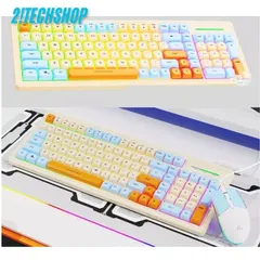 Combo Chuột Bàn Phím Giả Cơ Asestek KM2000 Pro LED RGB - Thiết Bị Gaming Cao Cấp, Chuột Gaming Đổi Màu, Phím Chống Tràn, Đen Sang Trọng