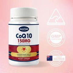 Viên Uống Austar CoQ10 150mg - Hỗ Trợ Sức Khỏe Tim Mạch, Năng Lượng, Chống Oxy Hóa - 60 Viên Xuất Xứ Úc