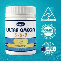Viên Uống Austar Ultra Omega 3-6-9 - Bổ Não, Đẹp Da, Khỏe Tim, Hỗ Trợ Sức Khỏe Tổng Thể (60 Viên)