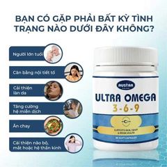 Viên Uống Austar Ultra Omega 3-6-9 - Bổ Não, Đẹp Da, Khỏe Tim, Hỗ Trợ Sức Khỏe Tổng Thể (60 Viên)