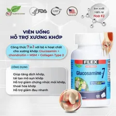 Viên uống Flex Glucosamine-7 giúp hỗ trợ giảm đau nhanh và tăng cường tái tạo sụn và dịch khớp hộp 60 Viên