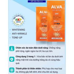 Kem Chống nắng ALVA SUN BLOCK SPF50+/PA+++ phù hợp mọi loại da sản phẩm của Hàn Quốc