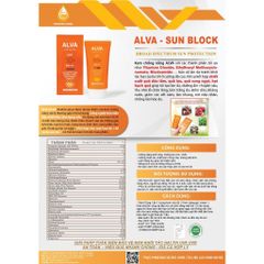 Kem Chống nắng ALVA SUN BLOCK SPF50+/PA+++ phù hợp mọi loại da sản phẩm của Hàn Quốc