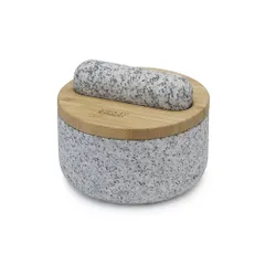 Bộ chày cối Joseph Joseph 20176 Dash - Cối đá granit với nắp tre, dụng cụ làm bếp chất lượng cho gia vị và thảo mộc