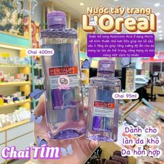 Nước Tẩy Trang L'oreal Revitalift 95ml - Micellar Water Cấp Ẩm Với Hyaluronic Acid Cho Da Nhạy Cảm, Tẩy Trang Hiệu Quả