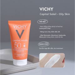 Kem Chống Nắng Vichy SPF 50 Ideal Soleil Emulsion - Chống Bóng Dầu, Bảo Vệ Da Hiệu Quả, Kiểm Soát Nhờn, 50ml