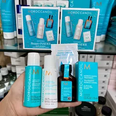 Bộ Dưỡng Tóc Moroccanoil 4 Món - Dầu Dưỡng Tóc, Gội, Xả và Kem Dưỡng Da Tay - Phục hồi Hư Tổn, Bóng Mượt Từ Nghệ Thuật Bắc Phi