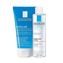 Bộ sản phẩm làm sạch da La Roche-Posay: Gel rửa mặt dành cho da dầu nhạy cảm 50ml & Nước tẩy trang 50ml - Giảm nhờn, ngừa mụn