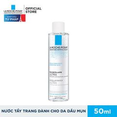 Bộ sản phẩm làm sạch da La Roche-Posay: Gel rửa mặt dành cho da dầu nhạy cảm 50ml & Nước tẩy trang 50ml - Giảm nhờn, ngừa mụn