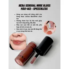 Son Kem Hera Sensual Spicy Nude Gloss Mini 3ml - Màu 462 Speechless - Trang Điểm Nhẹ Nhàng, Đẹp Tự Nhiên, Hợp Thời Trang