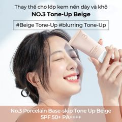 Kem Nâng Tone Chống Nắng Numbuzin No.3 Porcelain - SPF50, Base-skip Tone Up Beige, Dưỡng Da, Làm Sáng Màu và Che Khuyết Điểm 50ml