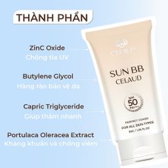Kem Chống Nắng SUN BB CELAUD SPF 50+/PA+++ - Kem Chống Nắng Dưỡng Ẩm, Nâng Tone Da An Toàn Cho Tất Cả Loại Da 30ml