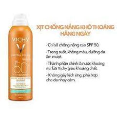 Kem Chống Nắng Toàn Thân Dạng Xịt Vichy SPF 50 - Bảo Vệ Da Chống Tia UV, Không Để Lại Vệt Trắng, Tiện Dụng 200ml