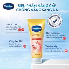Sữa Dưỡng Thể Vaseline Healthy Bright 320ml - Chống Nắng SPF 50+ và Bảo Vệ Da Khỏi Ô nhiễm, Dưỡng Trắng Sáng Rạng Rỡ