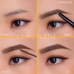 Chì Kẻ Mày 2 Đầu LEMONADE Want It Got It Nâu Đậm - Mascara và Kẻ Mày Độc Đáo, Bền Màu, Chống Nước, Dễ Dùng