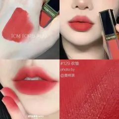 Son Kem Tom Ford Liquid Lip Luxe Matte 129 Carnal Red - Đỏ Cam Hồng Tươi Tắn, Chất Son Mịn, Lì, Đáng Mua Cho Mùa Hè Năng Động