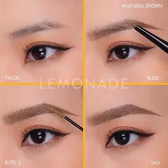 Chì Kẻ Mày 2 Đầu LEMONADE - Bộ Định Hình và Mascara Lông Mày Nâu Sáng, Bền Màu 8 Giờ, Không Thấm Nước