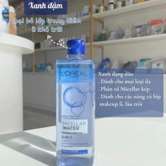 Nước Tẩy Trang L'Oreal Micellar Xanh Đậm 400ml - Tẩy Trang Sâu, An Toàn Cho Mọi Loại Da, Không Chứa Cồn, Dưỡng Ẩm Mịn Mượt