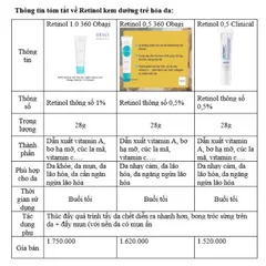 Kem trẻ hoá da Retinol 0.5% - 1.0% 28g - Chống lão hoá, cấp ẩm, phục hồi da, Fullbox Mỹ - Dưỡng da căng bóng, đàn hồi