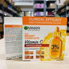 Serum Ampoule Garnier Tăng Cường Sáng Da Mờ Thâm 12 ống x 1.5ml - Vitamin C và Niacinamide giữa tinh chất hiệu quả cho mọi loại da