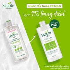 Nước Tẩy Trang Simple Micellar Cleansing Water 400ml - Làm Sạch Dịu Nhẹ, Cấp Ẩm Cho Da, Không Gây Kích Ứng