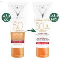 Kem Chống Nắng Vichy Capital Soleil 3in1 SPF50 50ml - Bảo Vệ Da, Giảm Lão Hóa, Dành Cho Da Nhạy Cảm, Chống UVA/UVB Tối Ưu