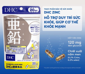 Viên Uống Bổ Sung Kẽm DHC ZinC 20 & 60 Ngày - Thực Phẩm Bảo Vệ Sức Khỏe Hỗ Trợ Duy Trì Mái Tóc Khỏe Mạnh, Da Mịn Màng