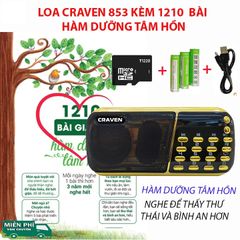 Đài Nghe Pháp Thoại 1210 Mini - Máy Niệm Phật Craven 853 Hỗ Trợ Thẻ Nhớ, USB, FM Dưỡng Tâm Hồn, Âm Thanh Êm Ái, Quà Tặng Ý Nghĩa