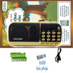 Loa CRAVEN 836S Kèm Thẻ Nhớ 32GB - 1688 Bài Pháp Thoại Dưỡng Tâm Hồn, Âm Thanh Sống Động, Tặng Củ Sạc chất lượng cao