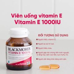 Viên uống Vitamin E 1000IU Blackmores - Giúp làm đẹp da, giảm cholesterol và chống lão hóa, bổ sung sức khỏe tim mạch và cải thiện thị lực
