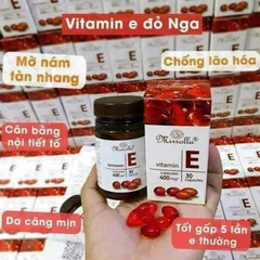 Viên uống Vitamin E đỏ Nga 270mg Mirrolla - Làm trắng da, kích thích mọc tóc, dưỡng ẩm tự nhiên - Hộp 30 viên