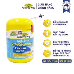 Kẹo Vitamin Nature's Way Kids Smart VITA Gummies Canxi & Vitamin D 60 viên - Bổ sung sức khỏe xương cho trẻ em - Úc