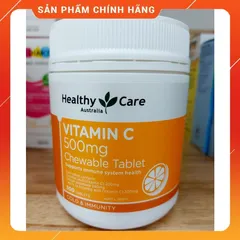 Viên Nhai Vitamin C 500mg Healthy Care Chính Hãng Úc - Hộp 500 Viên, Thích Hợp Cho Trẻ Em và Người Lớn