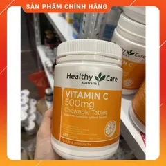 Viên Nhai Vitamin C 500mg Healthy Care Chính Hãng Úc - Hộp 500 Viên, Thích Hợp Cho Trẻ Em và Người Lớn