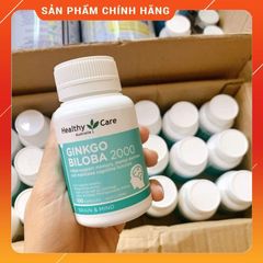 Viên uống bổ não Ginkgo Biloba 2000 Healthy Care 100v - Tăng cường trí nhớ, cải thiện tuần hoàn máu, hỗ trợ giảm đau đầu và mất ngủ