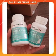 Viên uống bổ não Ginkgo Biloba 2000 Healthy Care 100v - Tăng cường trí nhớ, cải thiện tuần hoàn máu, hỗ trợ giảm đau đầu và mất ngủ
