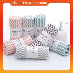 Khăn Mặt Kẻ Hàn Quốc Cao Cấp 50x35 cm - Siêu Mềm Mịn, An Toàn Cho Trẻ Em, Khăn Tắm Lông Cừu Chất Lượng
