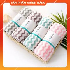 Khăn Mặt Kẻ Hàn Quốc Cao Cấp 50x35 cm - Siêu Mềm Mịn, An Toàn Cho Trẻ Em, Khăn Tắm Lông Cừu Chất Lượng