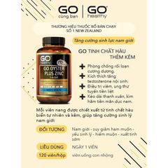 Tinh Chất Hàu GO Healthy Oyster Plus - Thực Phẩm Chức Năng Tăng Cường Sinh Lý Nam, 60 Viên - Xuất Xứ Úc