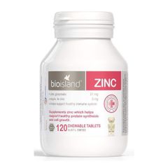 Viên bổ sung kẽm Bioisland cho bé - Hỗ trợ miễn dịch và tăng trưởng, 120 viên chính hãng Úc