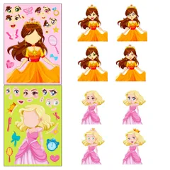 [BỘ 6 TỜ] Sticker Công Chúa Thay Đổi Khuôn Mặt – Make A Face