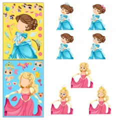 [BỘ 6 TỜ] Sticker Công Chúa Thay Đổi Khuôn Mặt – Make A Face