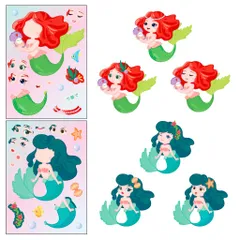 [BỘ 6 TỜ] Sticker Nàng Tiên Cá Công Chúa Thay Đổi Khuôn Mặt - Tương Tác Cha Mẹ & Bé